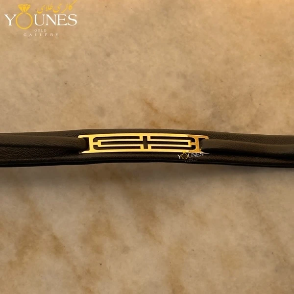 دستبند طلا زنانه چرمی مستطیل مینیمال L443